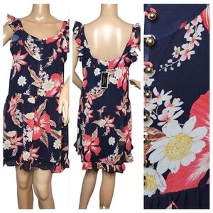 NWT Juice Couture Navy Floral Hidden Cove Sleeveless Dress Size Small